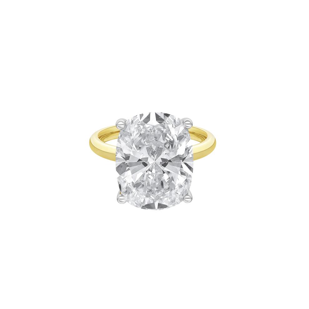 Lab Grown Diamond Elongated Cushion-Cut Engagement Ring in 14K Yellow and White Gold (7 ct. tw.) – Image 1 of 4