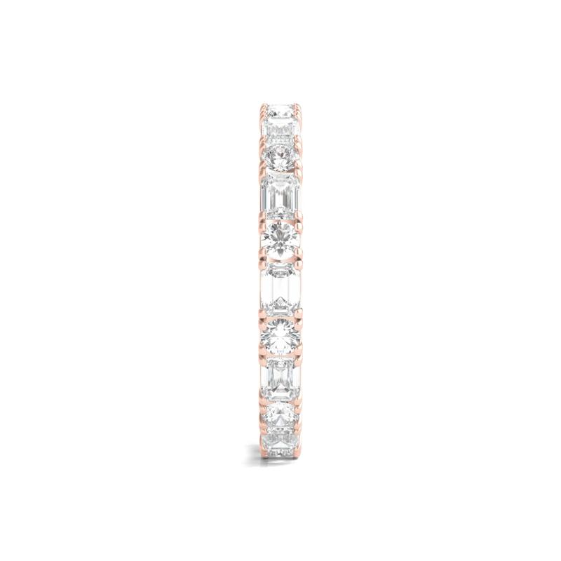 Round and Emerald-Cut Lab Grown Diamond Eternity Band in 14k Rose Gold (1 1/2 ct. tw.) – Image 3 of 3