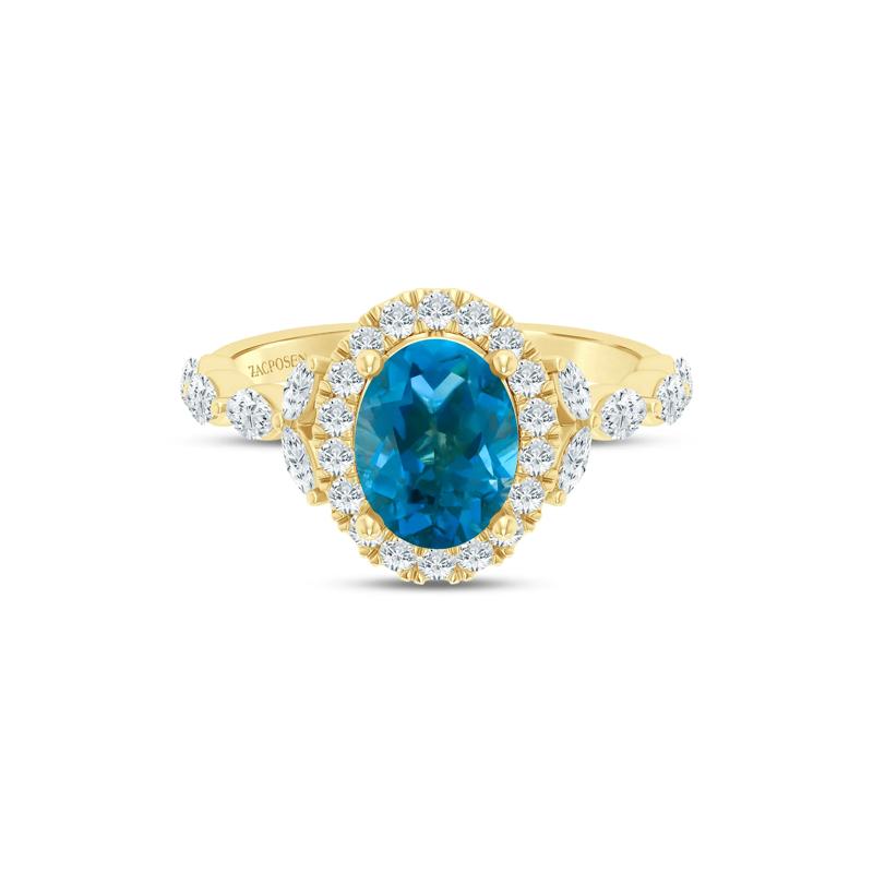 Saylor London Blue Topaz and Diamond Engagement Ring in 14K Yellow Gold &#40;3/4 ct. tw.&#41; – Image 1 of 4