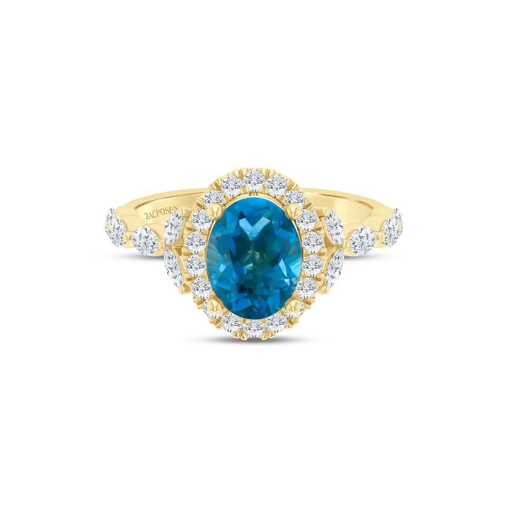 Saylor London Blue Topaz and Diamond Engagement Ring in 14K Yellow Gold (3/4 ct. tw.) – Image 1 of 4