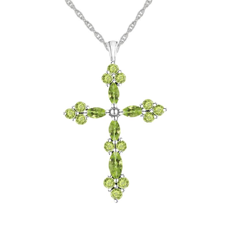 Peridot Cross Pendant in Sterling Silver – Image 1 of 3