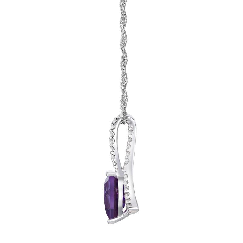 Heart-Shaped Amethyst and Lab-Created White Sapphire Box Set in Sterling Silver – Image 3 of 5