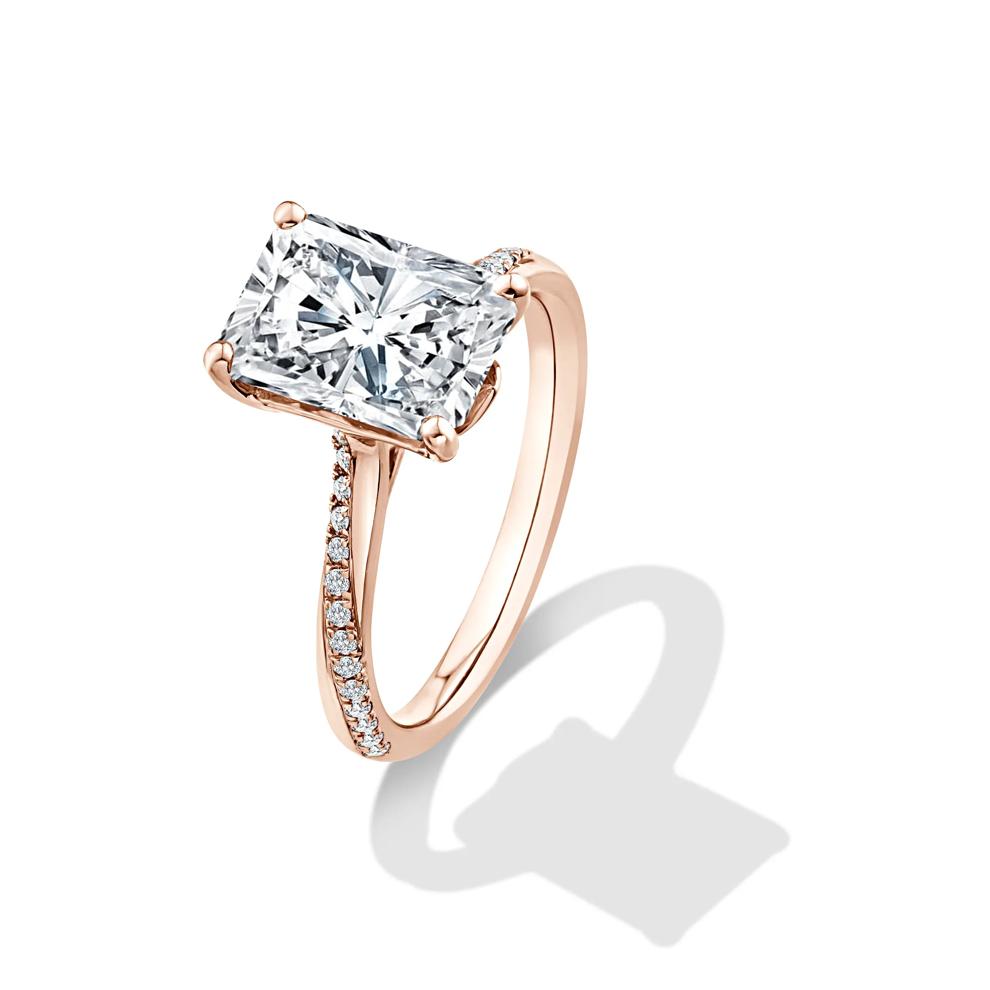 Lab Grown Diamond Radiant-Cut Center Engagement Ring in 18K Rose Gold (3 1/5 ct. tw.) – Image 4 of 4