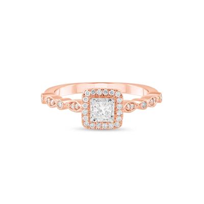 Diamond Princess-Cut Halo Engagement Ring in 14K Rose Gold (1/3 ct. tw.)