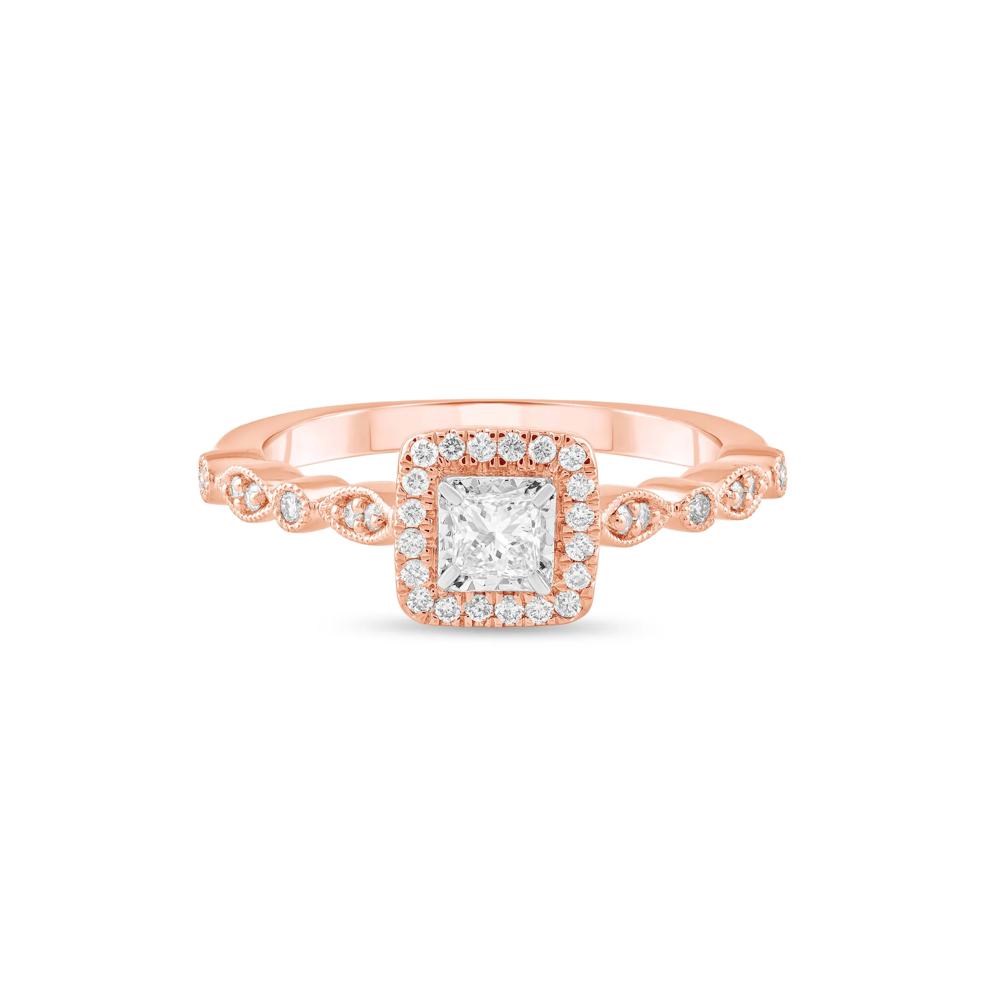 Diamond Princess-Cut Halo Engagement Ring in 14K Rose Gold (1/3 ct. tw.) – Image 1 of 4
