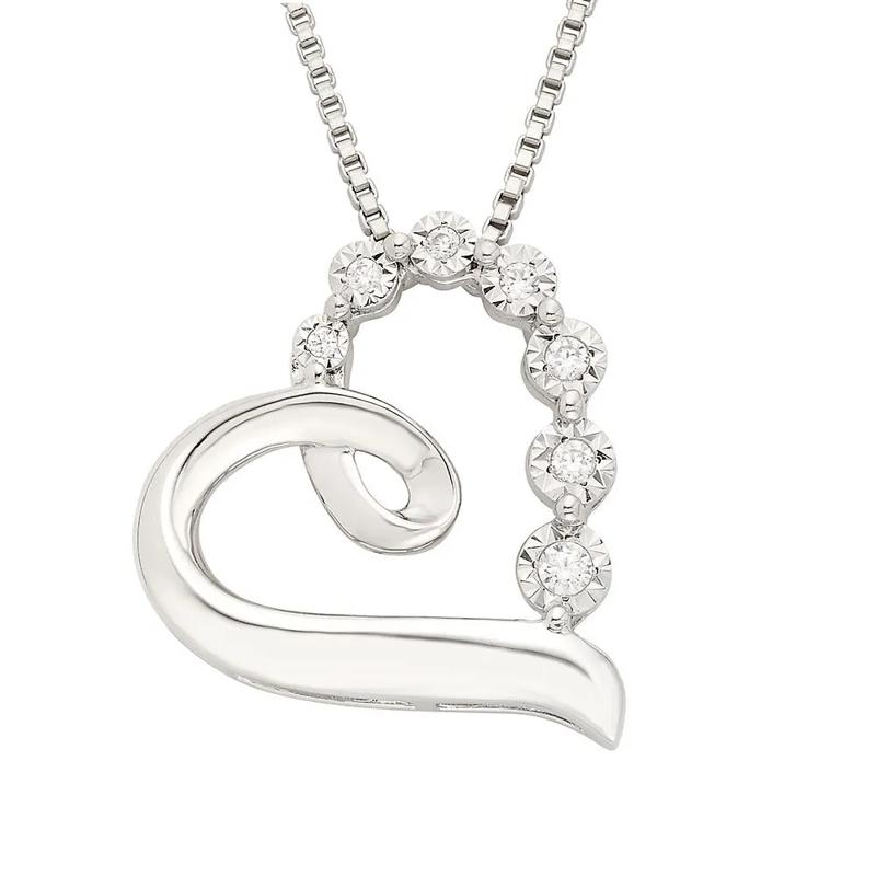 1/10 ct. tw. Diamond Heart Pendant in Sterling Silver – Image 1 of 1