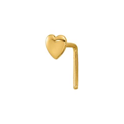 Polished Heart Nose Stud in 14K Yellow Gold, 22 Gauge