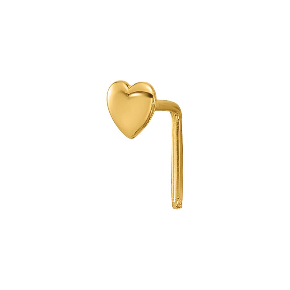 Polished Heart Nose Stud in 14K Yellow Gold, 22 Gauge – Image 1 of 3