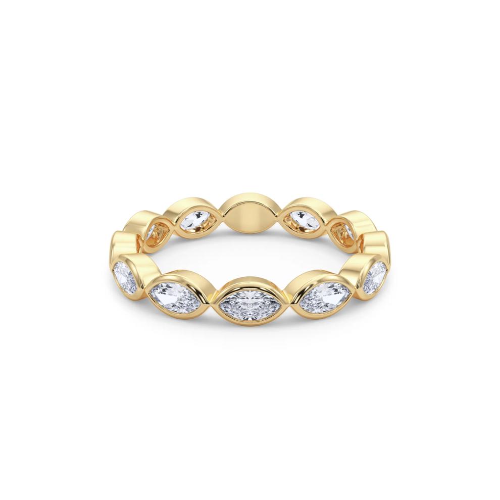 Diamond Bezel-Set Marquise True Eternity Band in 14K Yellow Gold – Image 4 of 5