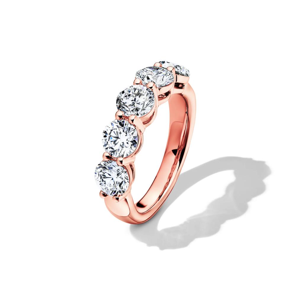 Lab Grown Diamond Five-Stone Round Anniversary Band in 14K Rose Gold (3 ct. tw.) – Image 4 of 4