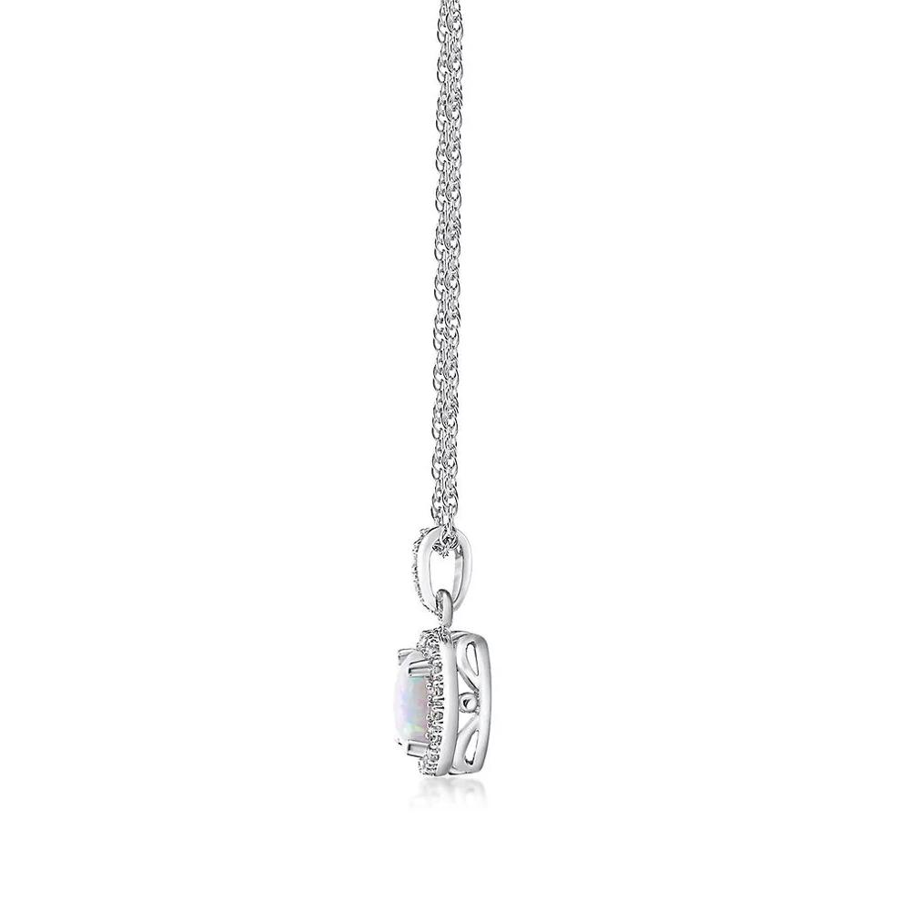 Opal &amp; 1/10 ct. tw. Diamond Pendant in Sterling Silver  – Image 2 of 4