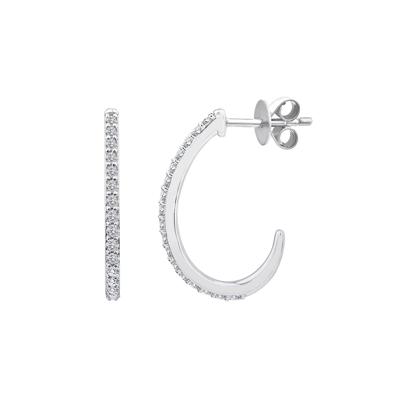 Diamond J-Hoop Earrings in 10K White Gold (1/2 ct. tw.)