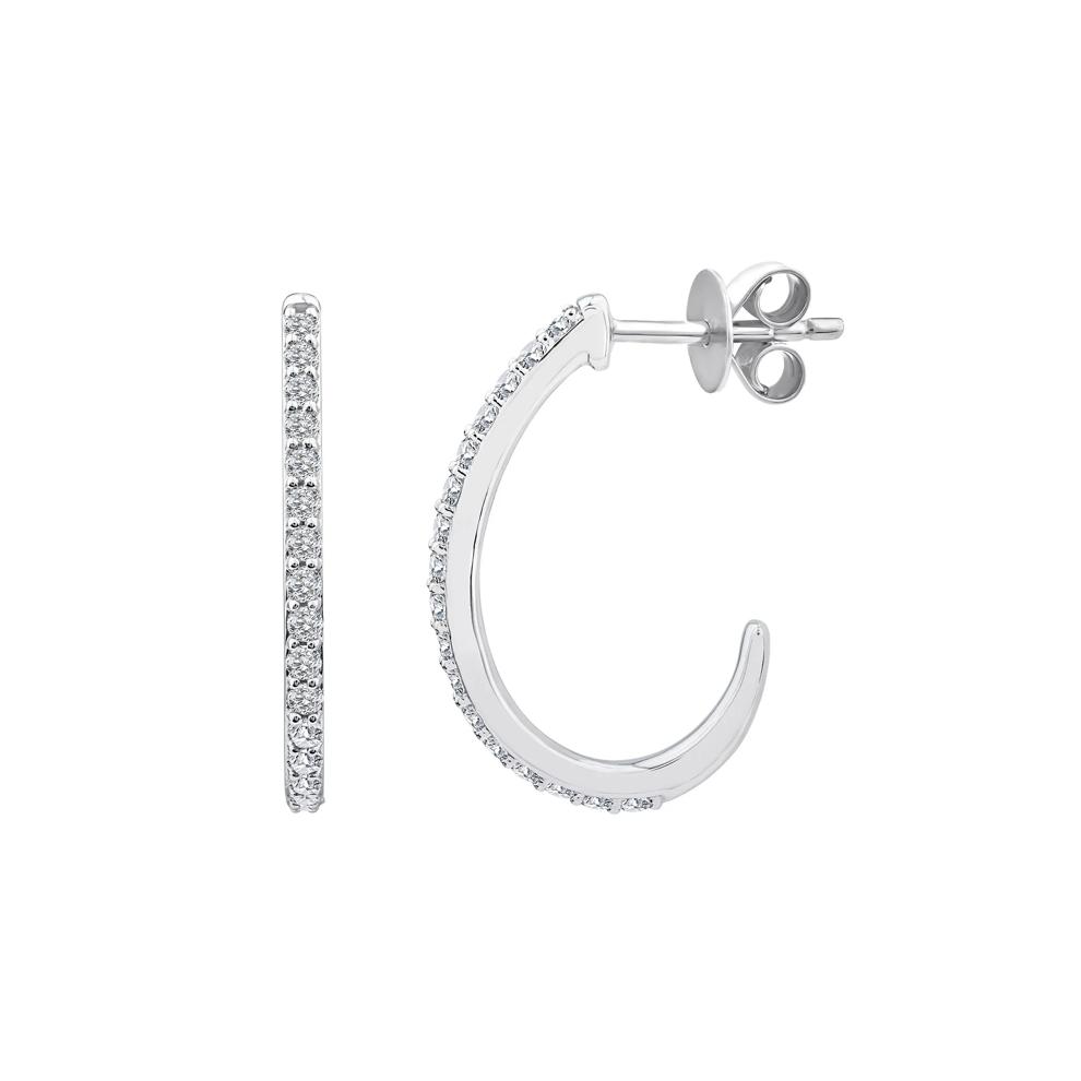 Diamond J-Hoop Earrings in 10K White Gold (1/2 ct. tw.) – Image 1 of 3