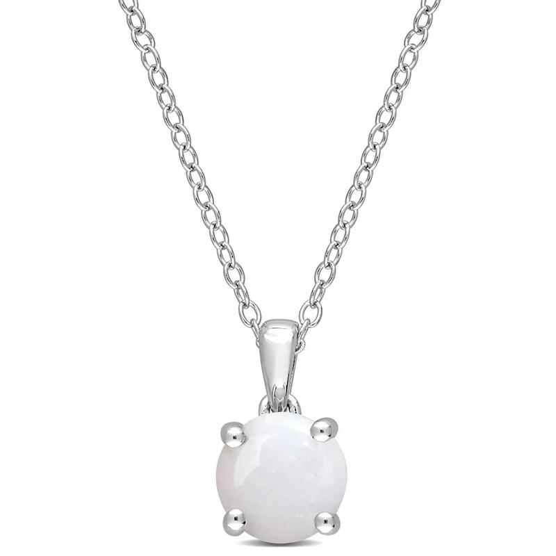 Opal Solitaire Pendant in Sterling Silver  – Image 1 of 4