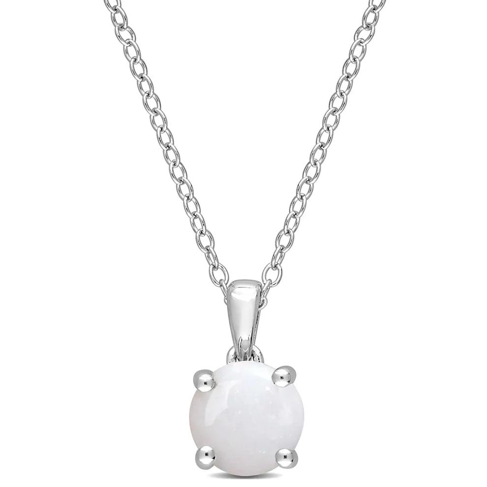 Opal Solitaire Pendant in Sterling Silver  – Image 1 of 4