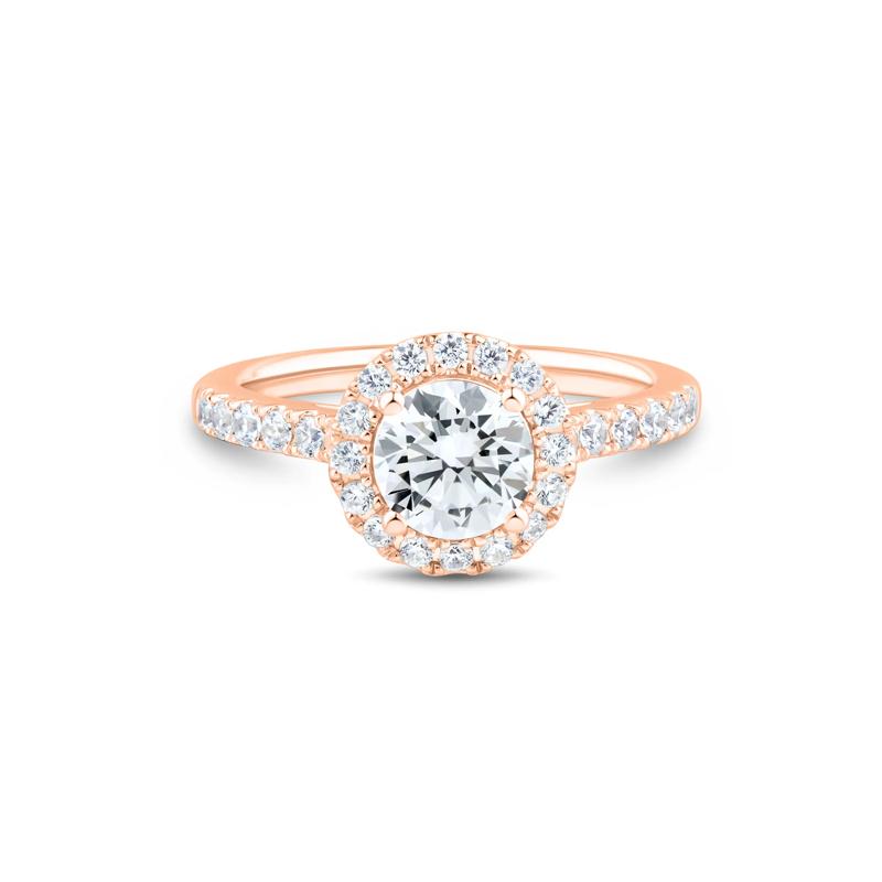 Lab Grown Diamond Round Halo Engagement Ring in 14K Rose Gold &#40;1 1/2 ct. tw.&#41; – Image 1 of 3