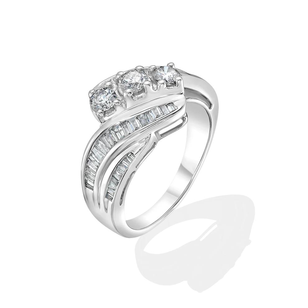 Diamond Three-Stone Twist Ring in 10K White Gold (1 ct. tw.) – Image 4 of 4