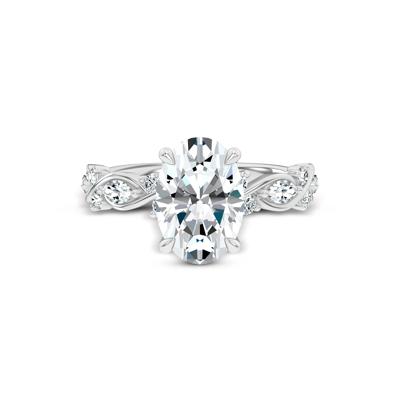 Lab Grown Diamond Oval Engagement Ring in 14K White Gold (3 3/8 ct. tw.)