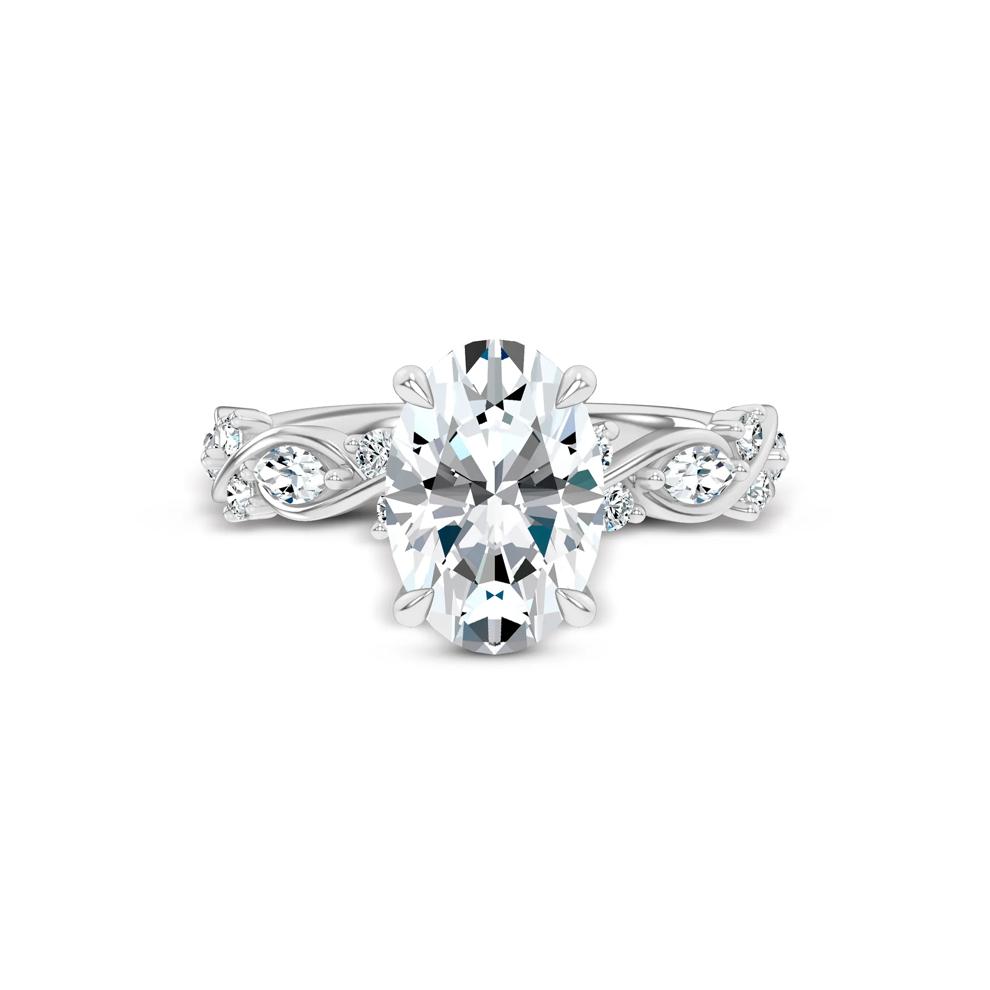 Lab Grown Diamond Oval Engagement Ring in 14K White Gold (3 3/8 ct. tw.) – Image 1 of 4