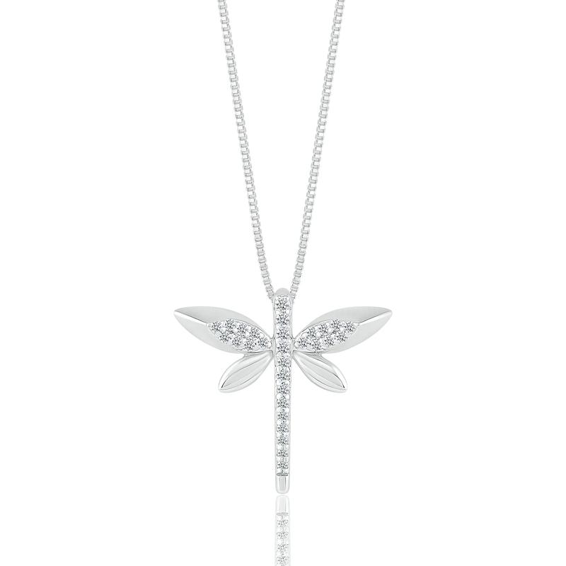 Diamond Dragonfly Pendant in Sterling Silver &#40;1/8 ct. tw.&#41; – Image 1 of 2