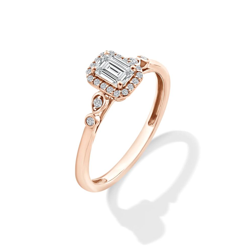 Lab Grown Diamond Emerald Center Promise Ring in 10K Rose Gold (1/2 ct. tw.) – Image 4 of 4