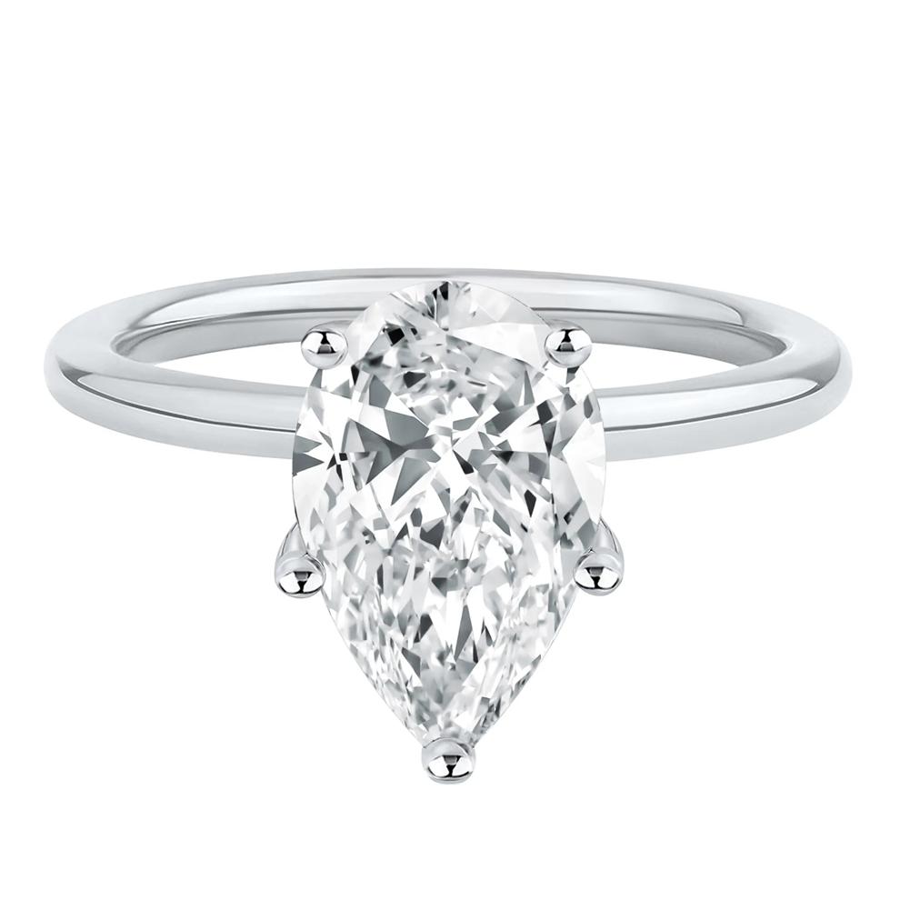 Lab Grown Diamond Pear-Shaped Solitaire Engagement Ring in Platinum (3 ct.) – Image 1 of 4