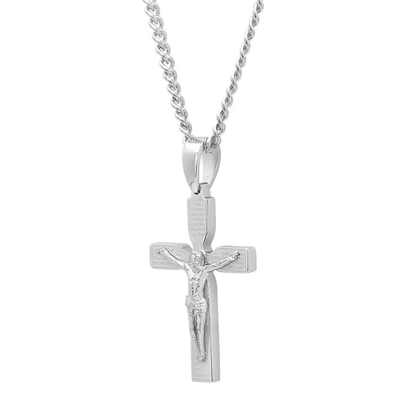 Men&#39;s Crucifix Cross Pendant in Stainless Steel – Image 2 of 2