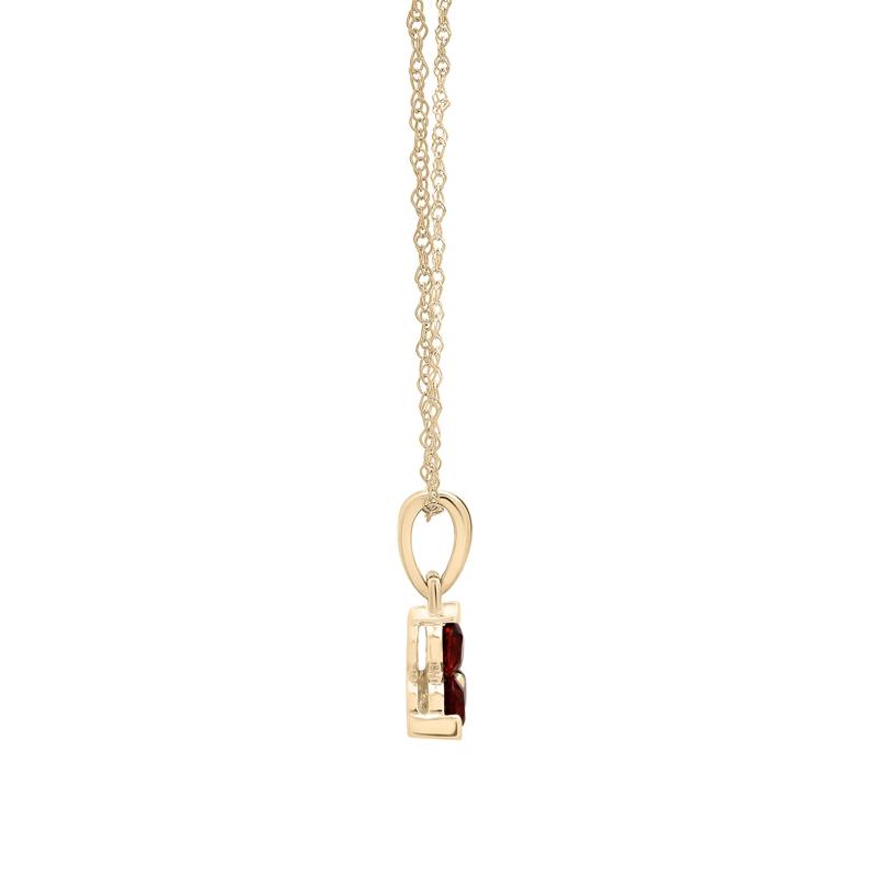 Garnet Three-Stone Triangle Birthstone Pendant in 10K Yellow Gold – Image 2 of 4