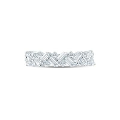 Baguette and Round Diamond Band in 14k White Gold (3/4 ct. tw.)
