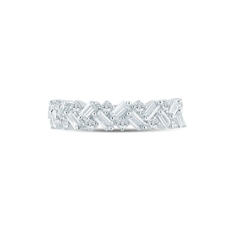 Baguette and Round Diamond Band in 14k White Gold &#40;3/4 ct. tw.&#41; – Image 1 of 3
