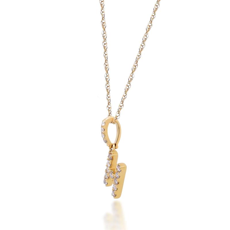 Diamond H Initial Pendant in 10K Yellow Gold (1/10 ct. tw.) – Image 2 of 4
