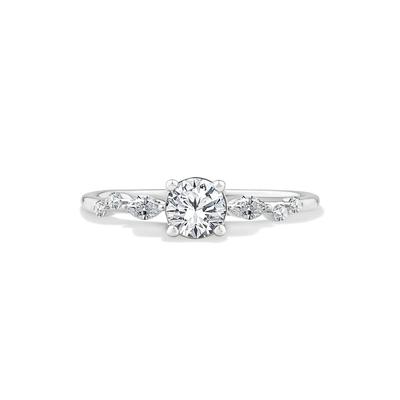 Diamond Round Center Engagement Ring in 10K White Gold (5/8 ct. tw.)