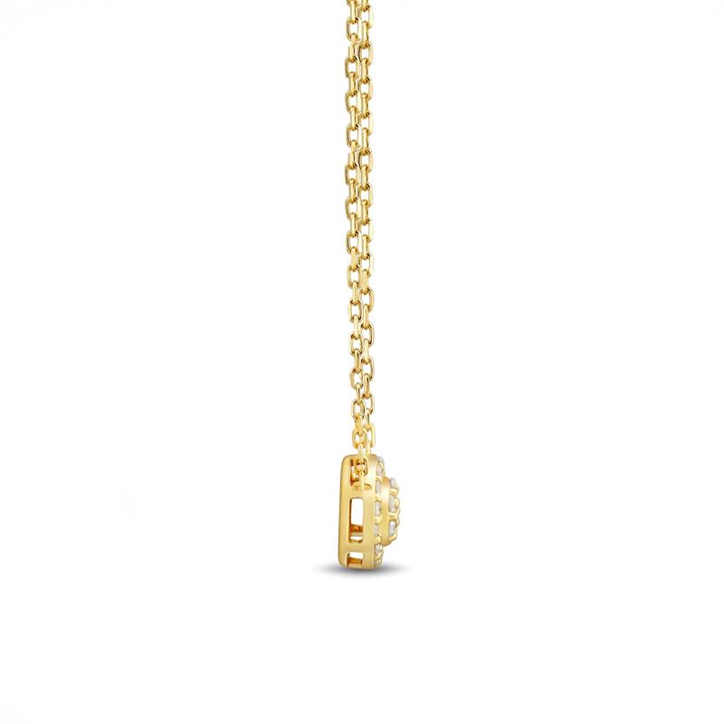 Diamond Cluster Halo Pendant Necklace in 10K Yellow Gold (1/10 ct. tw.) – Image 2 of 3