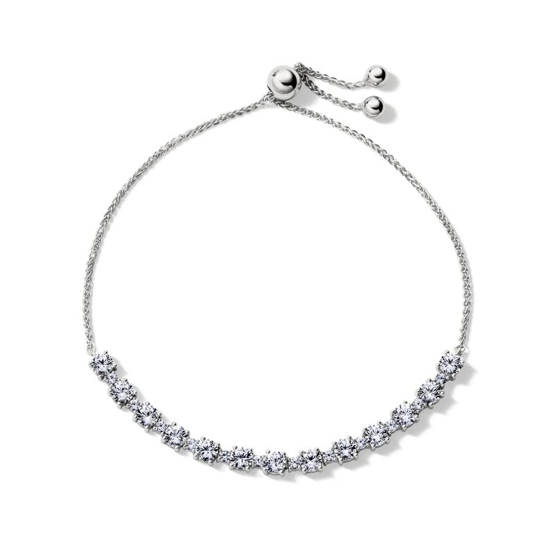 Lab Created White Sapphire Bolo Bracelet in Sterling Silver – Image 2 of 2