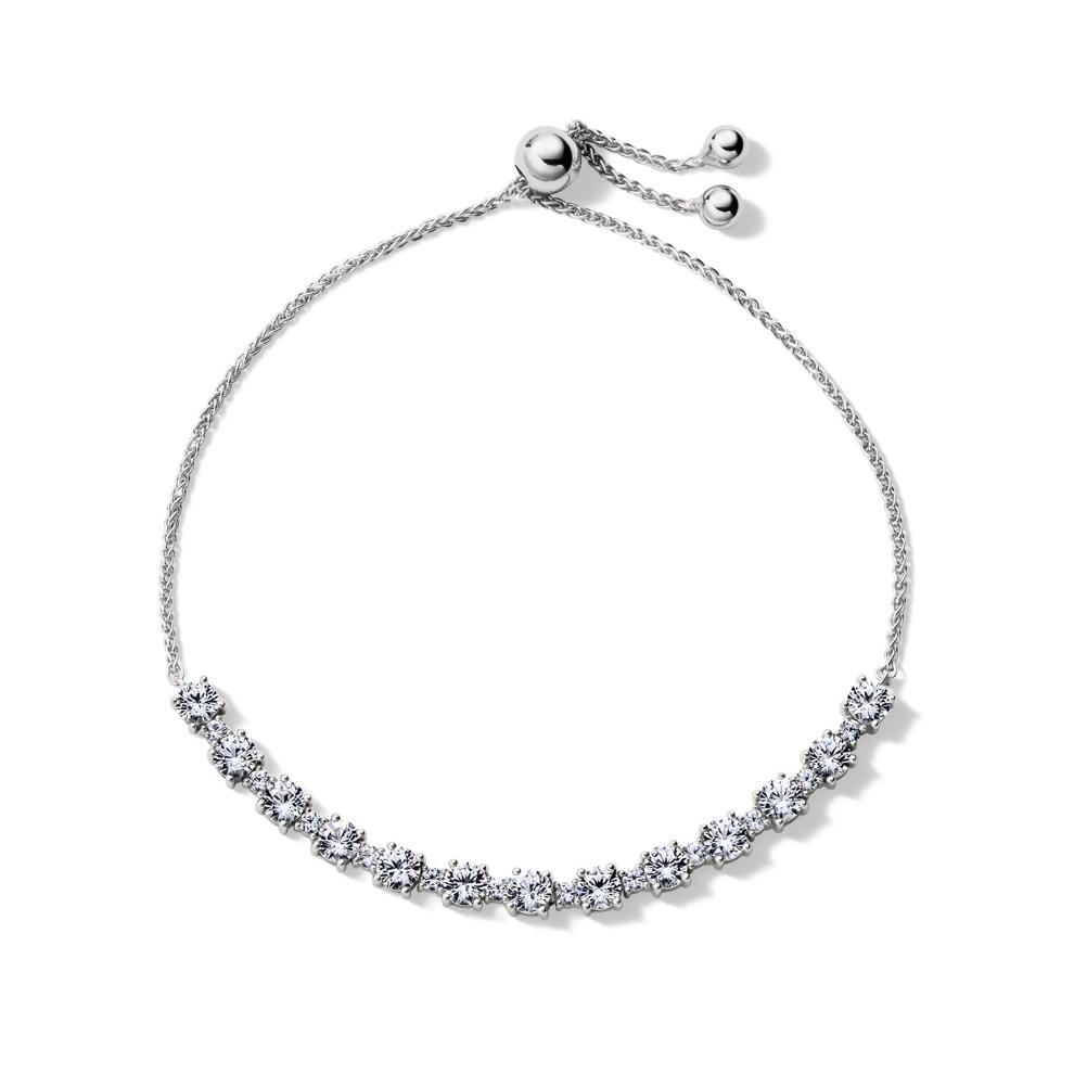 Lab Created White Sapphire Bolo Bracelet in Sterling Silver – Image 2 of 2