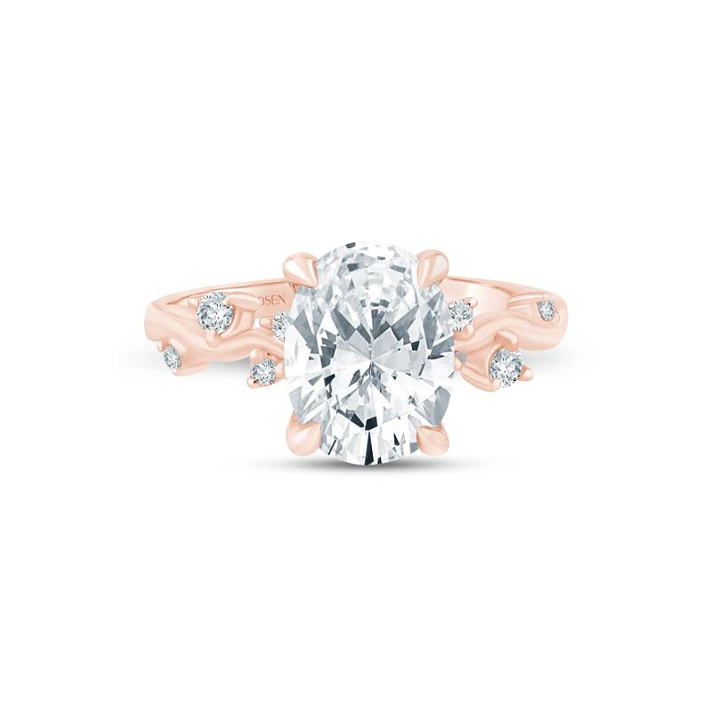 Lab Grown Diamond Oval Engagement Ring in 14K Rose and Yellow Gold &#40;3 ct. tw.&#41; – Image 1 of 3