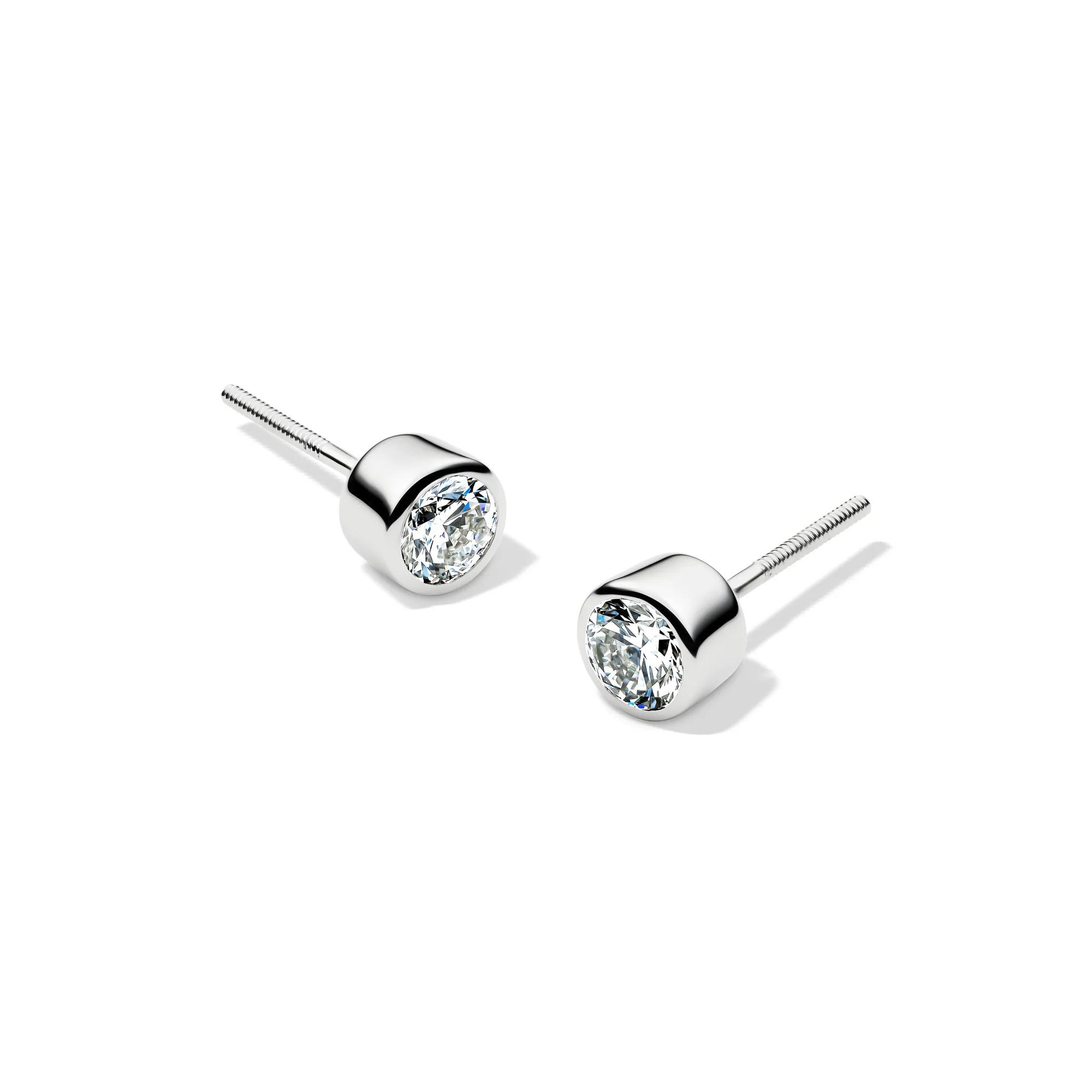 Helzberg Lab Grown Diamonds Round Bezel-Set Solitaire Stud Earrings