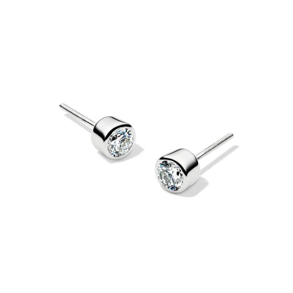Lab Grown Diamond Round Bezel-Set Solitaire Stud Earrings in 14K White Gold (1/2 ct. tw.) – Image 1 of 3