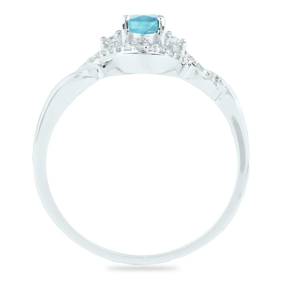 Aquamarine and Diamond Ring in 14K White Gold (1/7 ct. tw.) – Image 2 of 3
