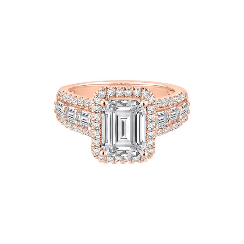 Lab Grown Diamond Emerald-Cut Ring in 14K Rose Gold (4 1/4 ct. tw.) – Image 1 of 3