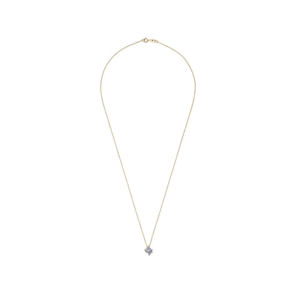 Lab Grown Diamond Princess-Cut Solitaire Pendant in 14K Yellow Gold (1/2 ct. tw.) – Image 3 of 4