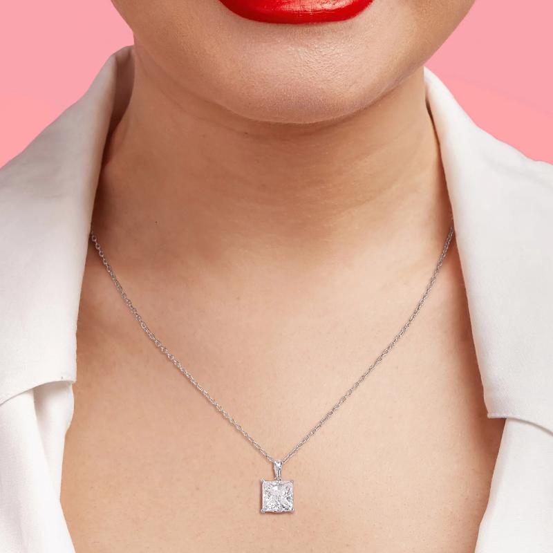 Lab-Created Moissanite Solitaire Pendant in Sterling Silver &#40;3 ct. dew&#41; – Image 2 of 4