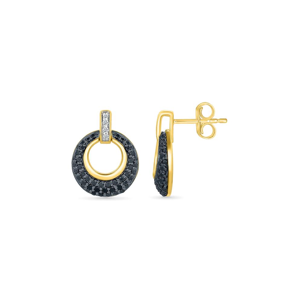 Black and White Diamond Door Knocker Earrings in 10K Yellow Gold (1/2 ct. tw.) – Image 3 of 3
