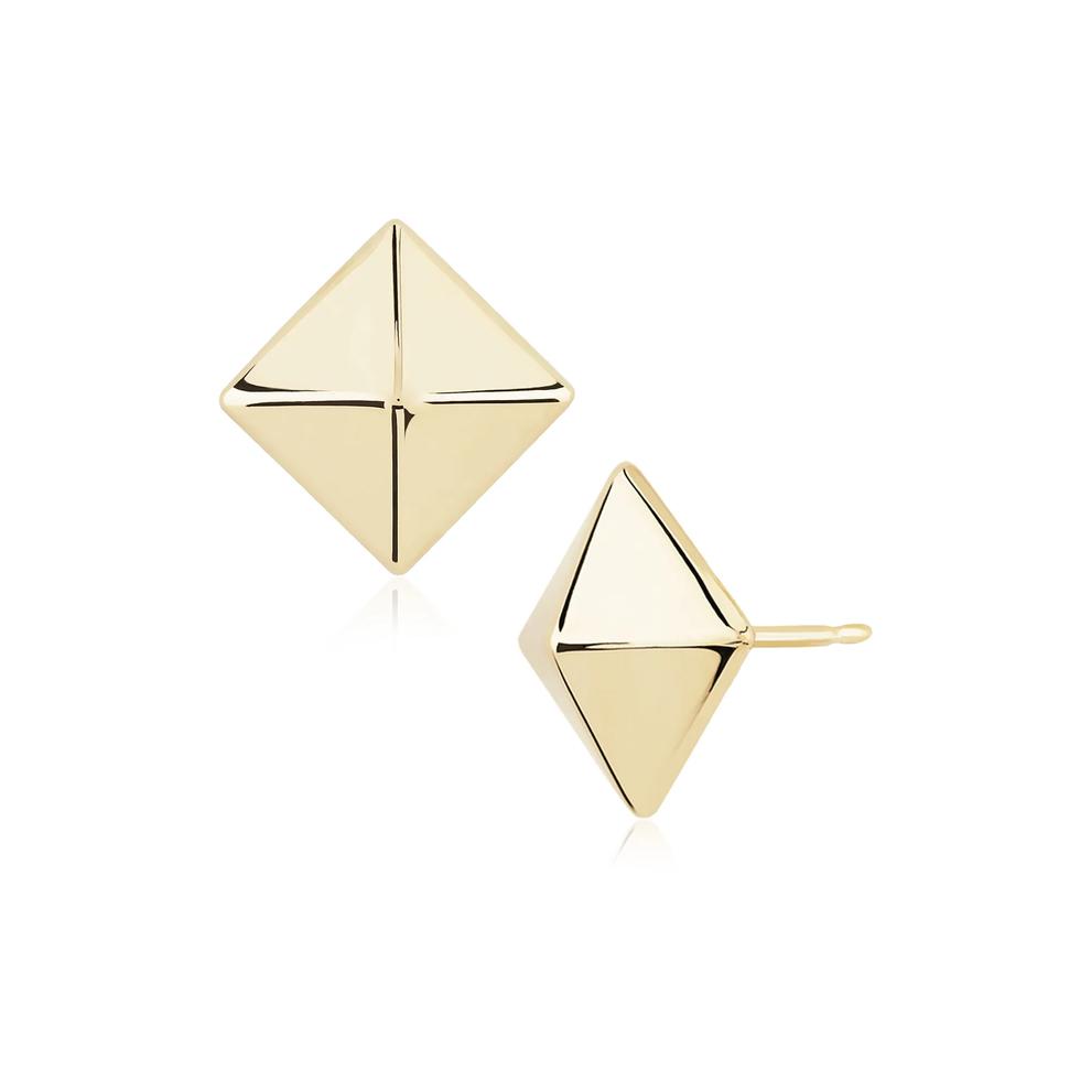 Puffed Pyramid Stud Earrings in 14K Yellow Gold, 6mm – Image 1 of 2