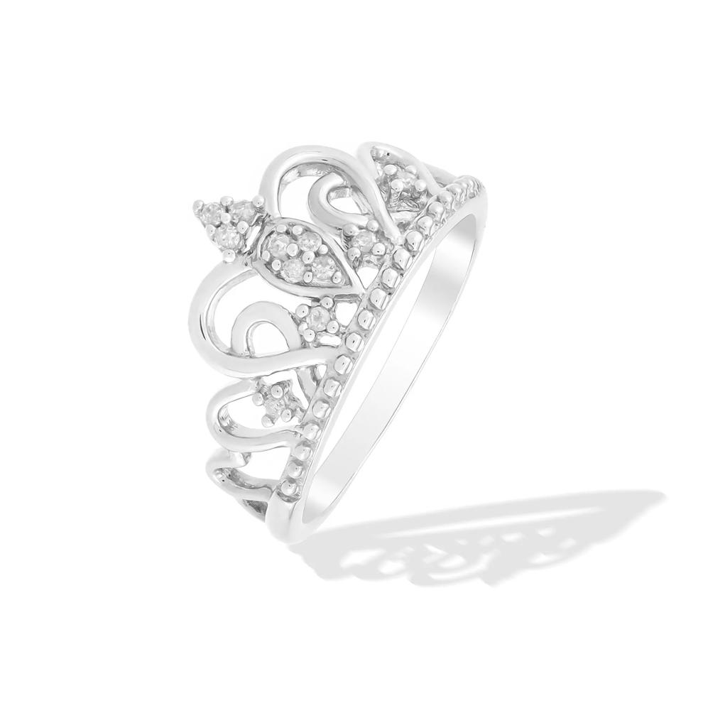Diamond Crown Ring in Sterling Silver (1/10 ct. tw.) – Image 4 of 4