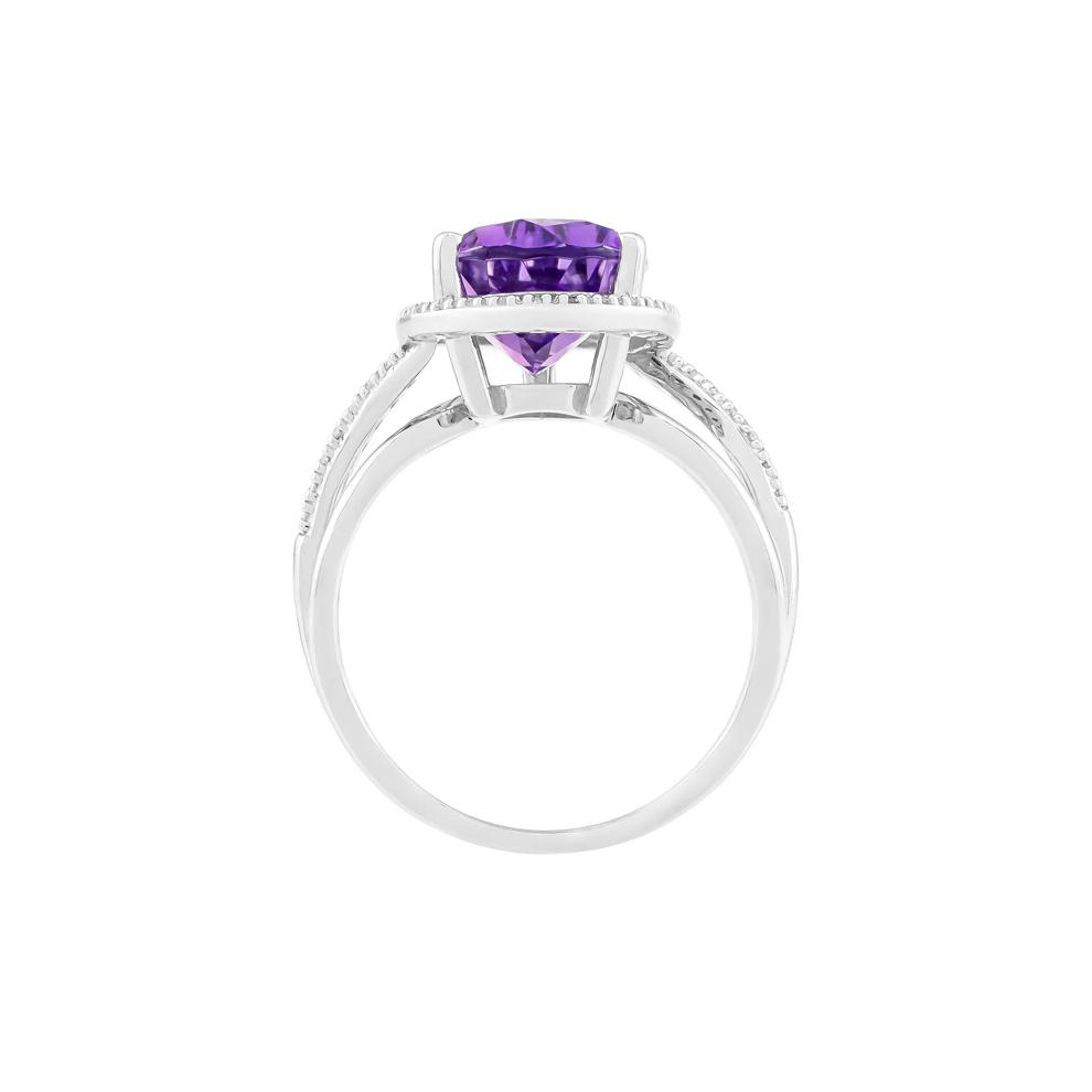Amethyst and Diamond Ring in Sterling Silver (1/10 ct. tw.) – Image 2 of 2
