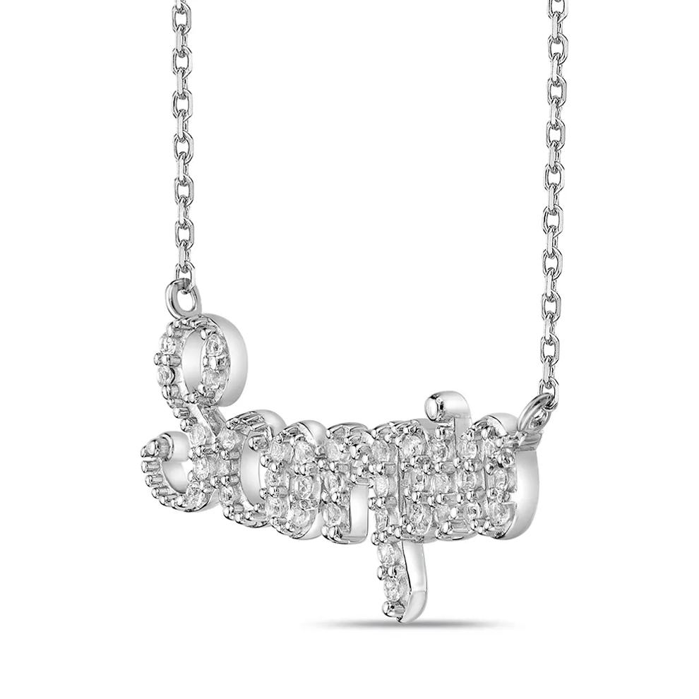 Scorpio Lab Created White Sapphire Necklace in Sterling Silver – Image 2 of 3