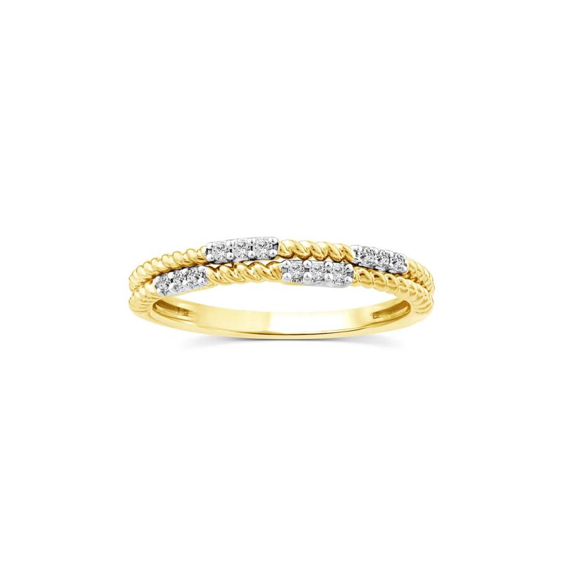 Diamond Multi-Row Twist Band in 14K Yellow Gold (1/10 ct. tw.) – Image 1 of 3
