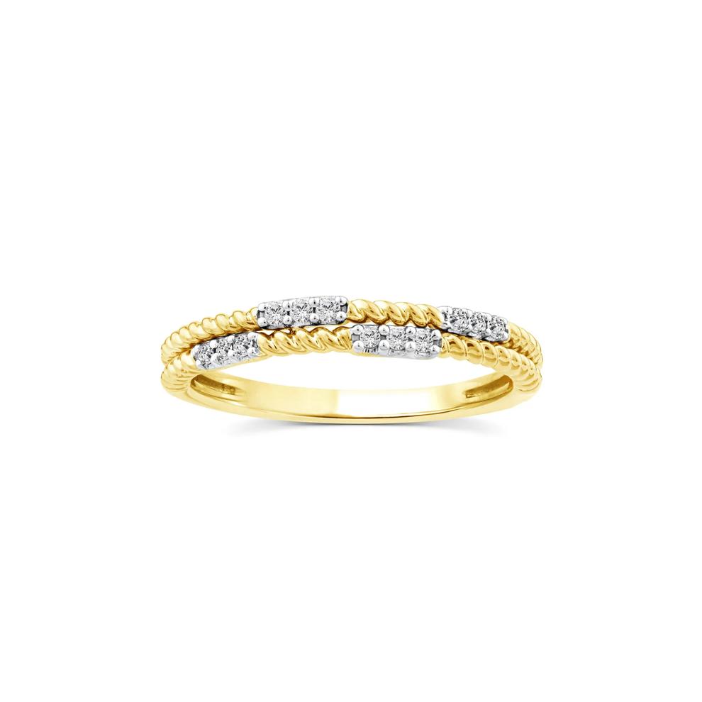 Diamond Multi-Row Twist Band in 14K Yellow Gold (1/10 ct. tw.) – Image 1 of 3