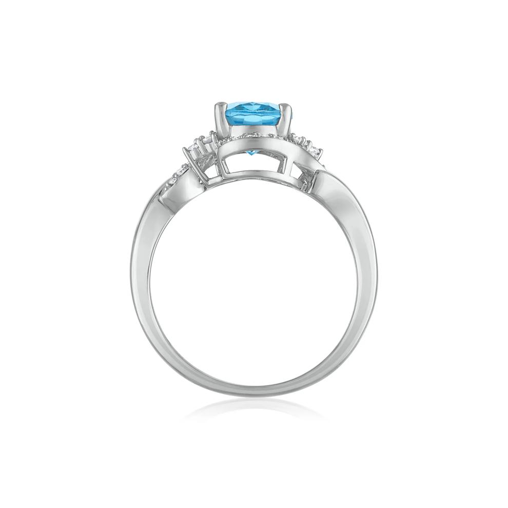 Blue Topaz and Diamond Halo Ring in 14K White Gold (1/5 ct. tw.) – Image 2 of 3